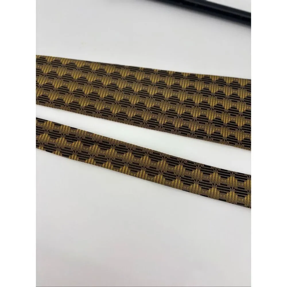 Robert Talbott Best of Class Silk Tie Gold Black Geometric USA